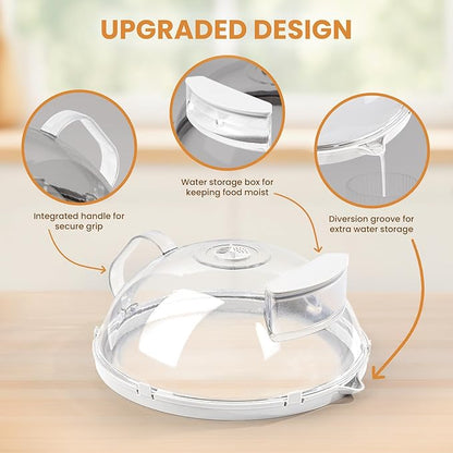 Gracenal Microwave Food Cover, 10 Inch Microwave Splatter Cover with Water Steamer and Integrated Handle, Clear Splatter Guard Microwave Cover for Food, White Cookware Lid Gifts for Mom - Image 4