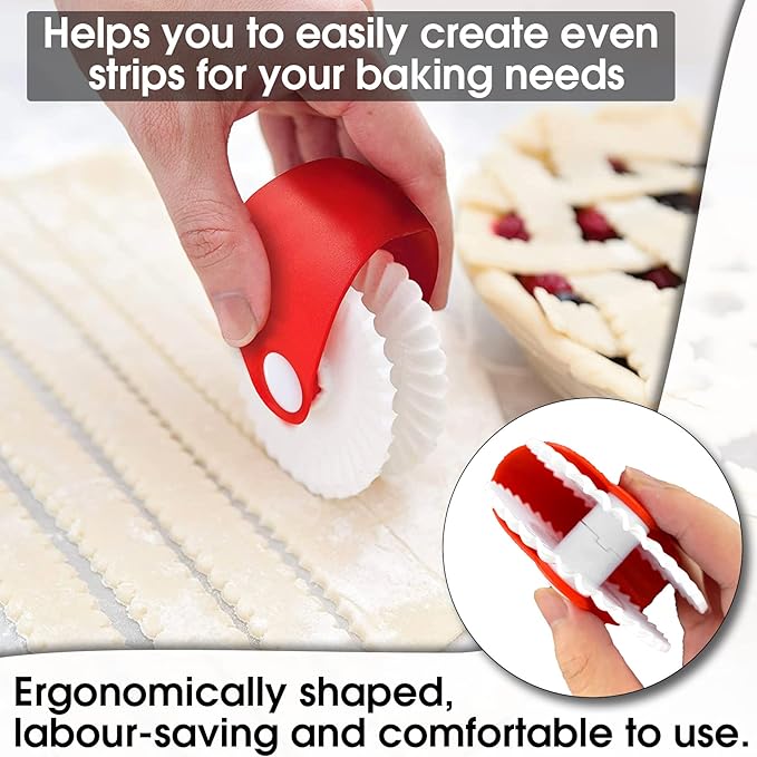 2 Pack Pastry Cutting Wheel, Pastry Wheel Decorator Pie Crust Pastry Wheel and Cutter for Cutting Pastry, Rolled Pastry Pie Crimper, Baking & Cooking Tool for Apple Pie Crust or Ravioli Pasta - Image 7