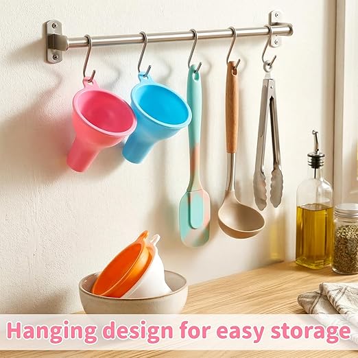 4 Pack Silicone Funnel, 3 Inch Wide Mouth Funnel for Kitchen Use Filling Bottles Flexible Kitchen Funnels for Home Restaurant Squeeze Bottles Jars Cans Water Liquid Oil or Powder Transfer