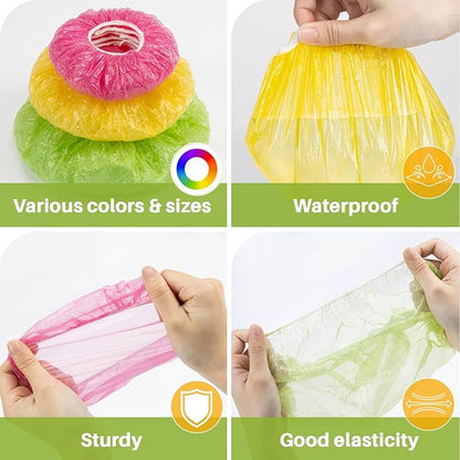 MAQIHAN 60Pcs Bowl Covers Reusable - Plastic Bowl Cover Elastic Fresh Keeping Bags Wrap Reusable Plastic Stretch Elastic Food Storage Covers Sourdough Baking Bread Proofing Rising（3 Sizes） - Image 3