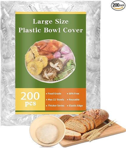 200 Bowl Covers Shower Caps for Sourdough Bread Proofing Large Elastic Reusable Plastic Wrap for Food Storage Baking Rising Meal-Prep Fermentation BPA-Free Keep Food Fresh by home