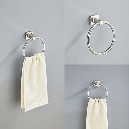 Brushed Nickel Bathroom Hardware Set 4 Pieces,Bathroom Accessories Set Stainless Steel Wall Mounted, Hand Towel Bar, Towel Ring, Robe Towel Hooks,Toilet Paper Holder,Towel Bar Set, 23.6 Inch - Image 4