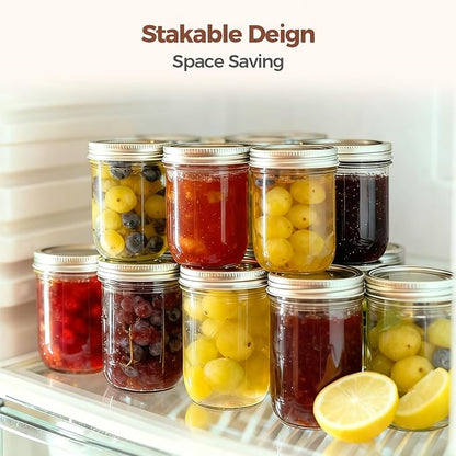 ComSaf Small Mason Jars 8 oz 12Pcs Bulk Set, Half Pint Regular Mouth Mason Jar with Lids and Seal Bands, Glass Canning Jars for Jam, Jelly, Spice, Meal Prep, Shower Wedding Favors, DIY Candles Decor - Image 6
