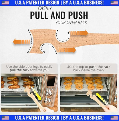 Wooden Oven Rack Puller Stick, Push Pull Tool with Longer Handle Ideal for Kitchen Oven, Convection and Toaster Ovens, Air Fryer and Small Kitchen Appliances by INFRAOVENS - Image 2