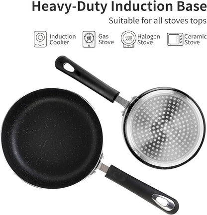 Nonstick Saucepan Set with Lid, Non Stick 1.5QT & 2.5QT Sauce Pan Set with Glass Lid Small Pot for Home Kitchen - Image 2