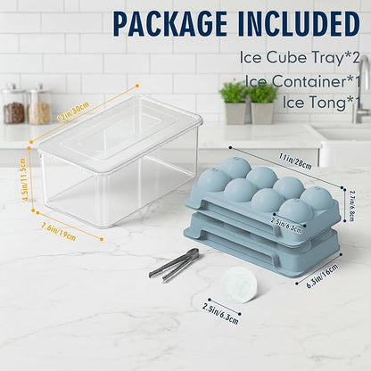 Large Ice Ball Maker Mold, 2.5" Round Ice Cube Mold for Whiskey Bourbon Cocktail, 8 Balls, Sphere Ice Mold, Big Ice Cube Tray with Container and Tongs, Easy to Fill & Release - Image 3