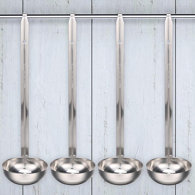 Cunhill 5 Pcs Soup Ladles Stainless Steel Serving Ladles with Long Handle for Serving, Cooking, Stirring, Portioning Kitchen Restaurant Accessories(5 oz) - Image 5
