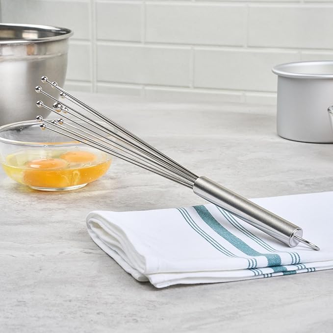 Restaurantware 12.5 in Stainless Steel Ball Whisk - 24 Pack - German Standard Egg Beater with Ergonomic Handle, Dishwasher Safe - Manual Mixer Cooking Whisk for Baking, Stirring, Sauces, Beating - Image 8