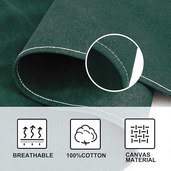 OUNLEN Chef Apron for Men Women Canvas Aprons with 3 Pockets Cross Back Resistant Work Apron for Cooking - Image 4