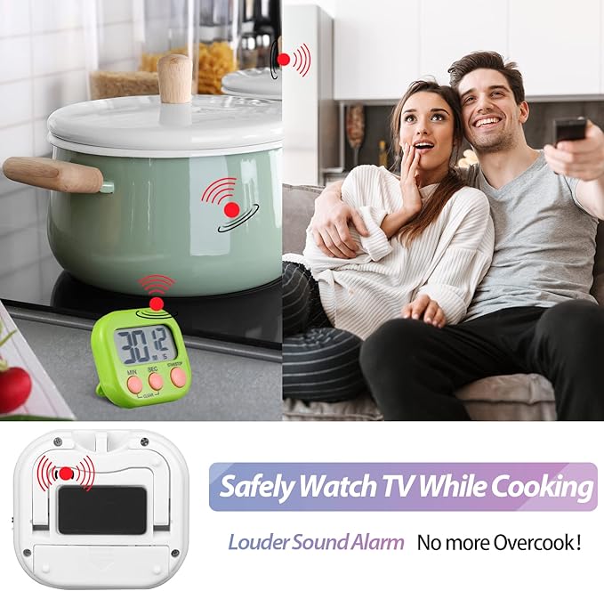 Weewooday 24 Pcs Digital Kitchen Timer Magnetic Timer Bulk On/Off Switch Minute Second Count up Countdown Loud Alarm for Exercise Cook Baking (Classic Color) - Image 3