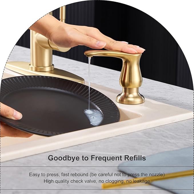 GAGALIFE Kitchen Sink Soap Dispenser Brushed Gold, Under Sink Soap Dispenser with 40" Silicone Extension Tube Kit,Say Goodbye to Frequent Refills - Image 5