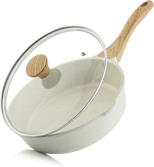 SENSARTE Nonstick Ceramic Saute Pan 10 Inch/3.5QT, Non-toxic Deep Frying Pan Skillet with Lid, Healthy Jumbo Cooker, Stay Cool Handle, Induction Compatible, PFOA & PFAS Free by SENSARTE