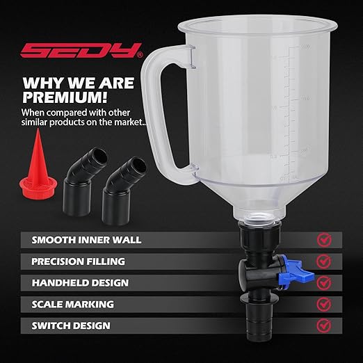 18-Piece Engine Oil Funnel Kit, 1.59QT/1.5L Automotive Oil Funnel Set with 12 Adapters, Elbow Fitting, Arrow Screen and Magnetic Storage Hooks Tray, Compatible with GM, Ford, BMW, Audi, Land Rover Etc - Image 5
