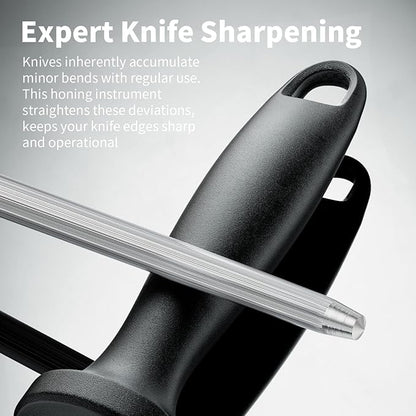 Knife Sharpener Rod, 13 Inch Carbon Steel Honing Steel for Kitchen Knives, Professional Magnetized Sharpening Stick with Nickel-Chrome Plating, Easy Grip Tool for Chef Knives - Image 5