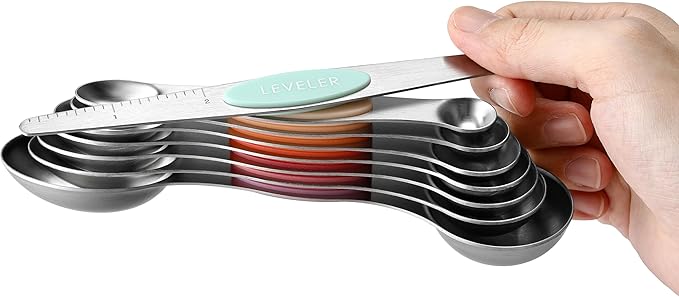 Spring Chef Stainless Steel Metal Magnetic Measuring Spoons Set of 8 with Leveler, Heavy Duty Nesting Teaspoon & Tablespoon Measuring Spoons, Kitchen Gadgets for Baking & Cooking - Desert Sunset - Image 8