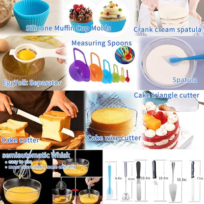 ake Decorating Kit, 672 Pcs Cake Decorating Supplies With Cake Carrier Holder Springform Pan Sets 3-Layer Toolbox Organizer Icing Piping Nozzles Cake Rotating Turntabl Baking Supplies Set Tools - Image 6