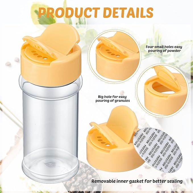 Eccliy 36 Pack 3 oz Clear Plastic Spice Jars with Label and Shaker Lids Empty Spice Bottles Seasoning Containers Seasoning Jars Shaker Condiment Pots for Pepper Herbs Powders (Wood Color) - Image 3