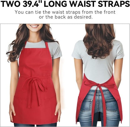 NLUS Kitchen Cooking Apron with 3 Pockets, Adjustable Bib Apron Chef Aprons for Women Men