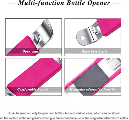 3 Pieces Magnetic Bottle Openers Can Opener Classic Beer Opener Stainless Steel Small Bottle Opener Can Tapper with Magnet for Camping and Traveling HANCELANT (Fuchsia) - Image 2