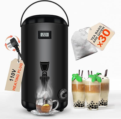 Electric Heating Insulated Beverage Dispenser-12 L/3.2 Gallon Hot Drink Beverage for Catering-Stainless Steel Hot Beverage Dispenser Coffee Urn with Spigot for tea,Juice (black)