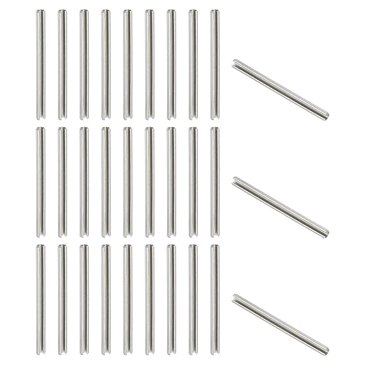PATIKIL Slotted Spring Pin, 50 Pcs 1/8" x 1-9/16" (3.2mm x 40mm) 304 Stainless Steel Split Roll Pins Spring Dowel for Home Improvement Automotive Machine Repair, Silver
