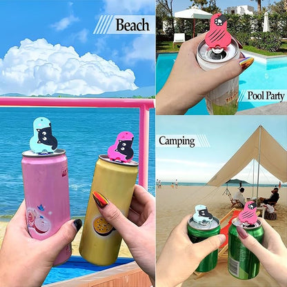 Soda Can Tab Opener Mini Soda Can Cover Easy Tab Opener and Drink Protector Cute Beverage Barricade Soda Protector for Beer,Coke,Aluminum Cans at Party,BBQ, Beach(Couple)