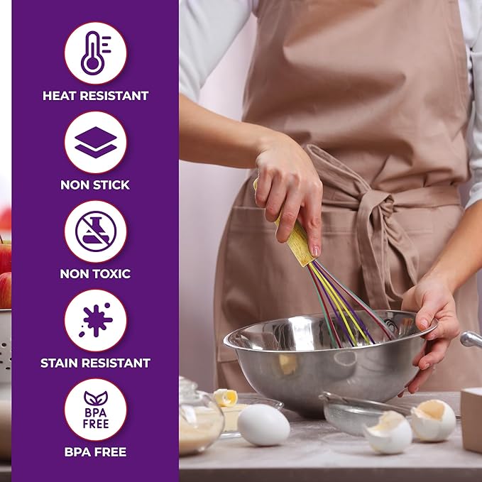 Kaluns 50 PCS Silicone Kitchen Utensils Set Complete Kitchen Set - 800°F Heat Resistant Non-Stick Premium Cooking Utensils W Wooden Handles - Can Opener, Masher, Turner, Silicone Spatula Set - Image 5