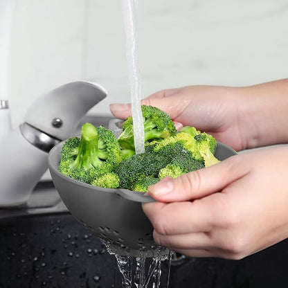 Meadow Lane 6-inch Small Colander, BPA-Free, Dishwasher Safe, Double Handles, Compact Food Strainer for Berries, Veggies and Pasta, 3-Cup Capacity, Black and Gray, 2-Pack - Image 5