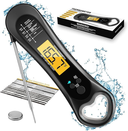 Meat Thermometer Digital, Instant Read Meat Thermometer for Grill and Cooking, with Bottle Opener, Backlight & Calibration Food Thermometer, Kitchen Gadgets for BBQ, Turkey, Candy, Liquids by Biison