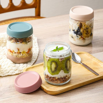 NETANY 12-pack 16oz Glass jars with Airtight Lids, Overnight Oats Containers with Lids, Wide mouth Mason Salad jars, Glass Food Storage Containers for Snacks Yogurt Spice Sugar - Image 5