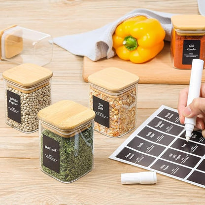 ComSaf 6Pcs 6 oz Spice Jars with Label Trial Set, Glass Spice Jars with Bamboo Lids Supplementary Set, Seasoning Container Trial Pack, Perfect for Ktichen Starter - Image 4