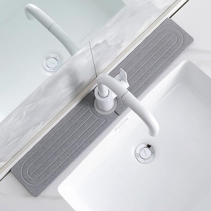 Faucet Mat for Kitchen Sink -Diatomite Stone Drying Mat for Kitchen Counter & Bathroom Sink,Quick-Dry Kitchen Sink Mat-Sink Protector & Splash Guard,Super Absorbent (Gray, 23.6"x4") by SUXLINA