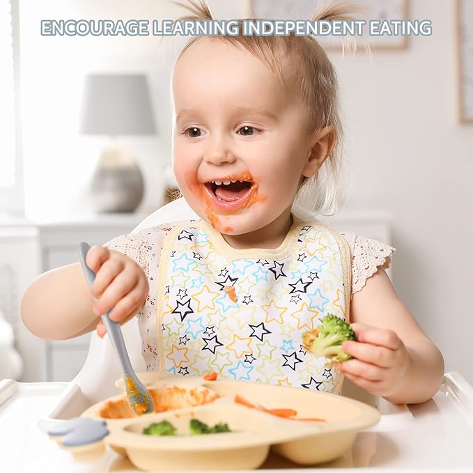 Silicone Baby Feeding Spoons, First Stage Baby Infant Spoons, Soft-Tip Easy on Gums I Training Spoon Self Feeding, Dishwasher & Boil-proof, 6 Pack - Image 6