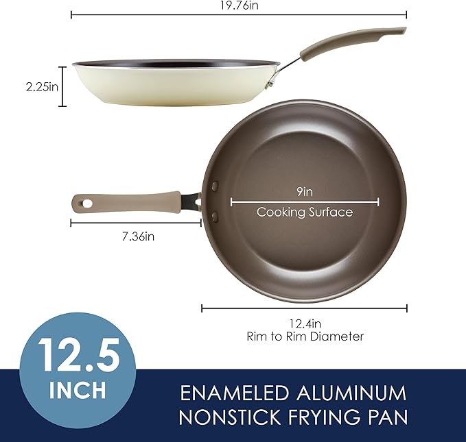 Rachael Ray Cook + Create Nonstick Frying Pan/Skillet, 12.5 Inch - Almond - Image 2