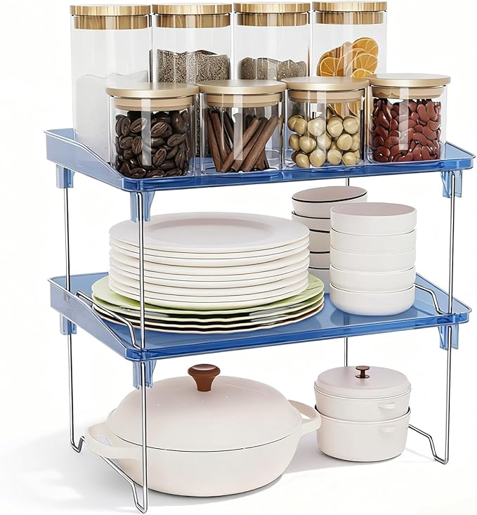 STARLATTA Acrylic Cabinet Organizer Shelf,4 Pcs Stackable Kitchen Counter Shelves,Spice Rack,Countertop Organizers,Clear Plastic Storage Organization for Makeup, Bathroom,Cupboard,Desk,Pantry by STARLATTA