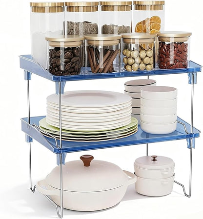 STARLATTA Acrylic Cabinet Organizer Shelf,4 Pcs Stackable Kitchen Counter Shelves,Spice Rack,Countertop Organizers,Clear Plastic Storage Organization for Makeup, Bathroom,Cupboard,Desk,Pantry by STARLATTA