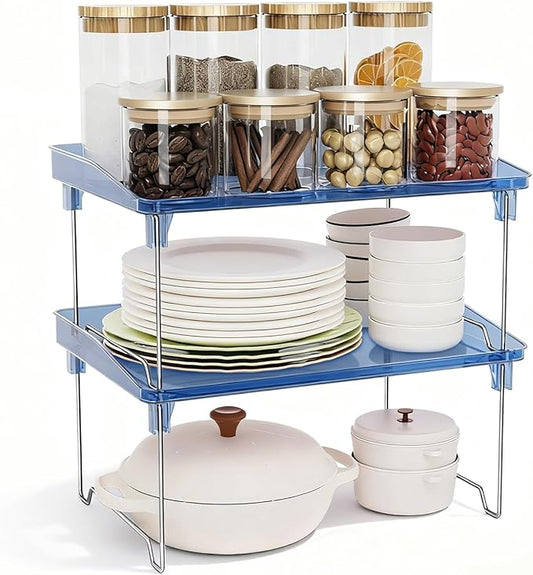 STARLATTA Acrylic Cabinet Organizer Shelf,4 Pcs Stackable Kitchen Counter Shelves,Spice Rack,Countertop Organizers,Clear Plastic Storage Organization for Makeup, Bathroom,Cupboard,Desk,Pantry by STARLATTA