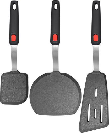 Set of 3, Silicone Spatula Turner,600°F Heat Resistant Cooking Spatulas for Nonstick Cookware, Large Kitchen Utensils BPA Free Rubber Spatula Set for Egg, Pancake, Fish, Burger by BodiCal