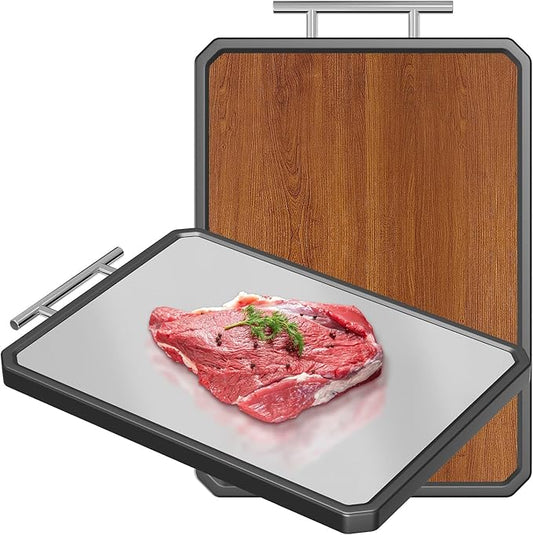 Wood Cutting Board with Handle, Double Sided Cutting Board for Kitchen, 16 * 11 inch 304 Stainless Steel Chopping Board for or Kitchen Meal Prep Serving by NewEnglandStories