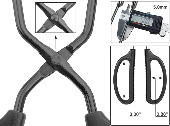 HINMAY 10" Stainless Steel Scissor Tongs with Comfort-Grip Handle (Black) - Image 3