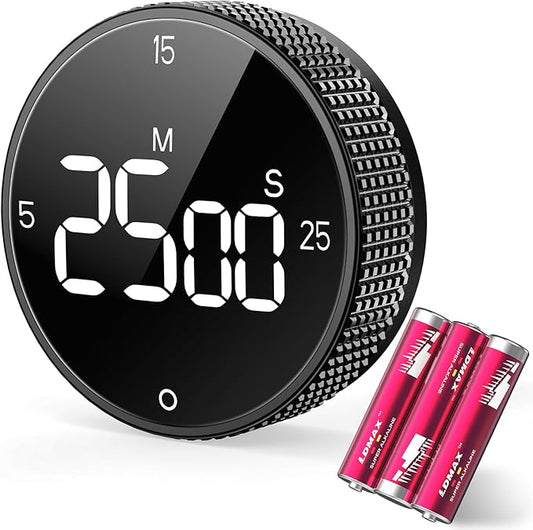 Magnetic Kitchen Timer for Cooking with Loud Alarm - Large LED Display Rotating Countdown Pomodoro Timer, Preset 5/15/25 Mins Easy for Seniors and Kids，for Baking Grilling Studying by SmartTimingforEveryMoment