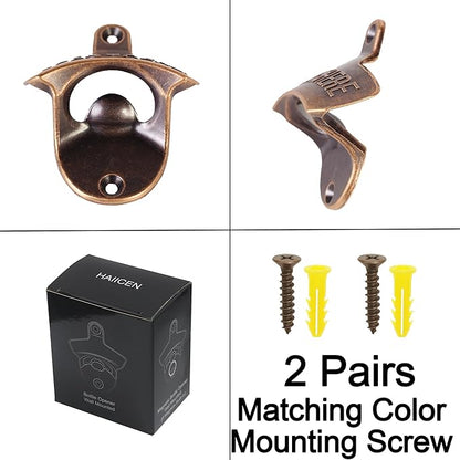 Vintage Copper Bottle Cap Opener Wall Mount, Retro Beer Bottle Opener with Screws for Homes Kitchen (Pack of 2) - Image 5