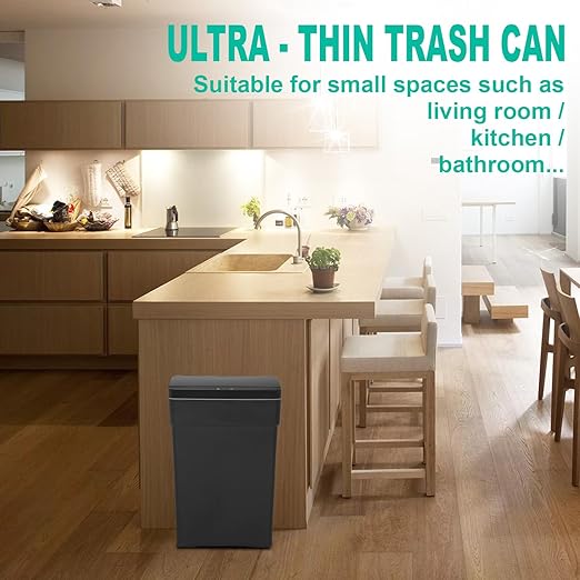 BestOffice 13 Gallon Trash Can Automatic Kitchen Trash Can Touch Free High-Capacity Garbage Can with Lid for Bedroom Bathroom Home Office 50 Liter (Black, 1) (2, Black) - Image 6