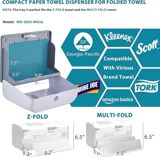 Paper Towel Dispenser Wall Mount - Adhesive Paper Towel Holder for Bathroom, Multi-fold/Trifold/Z Fold, 210 Sheets Large Capacity for Compact Home, Apartment & RV - Image 7