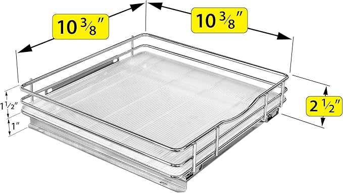 LYNK PROFESSIONAL® Pull Out Spice Organization for Cabinets - 10-3/8 inch Wide – Spice Rack for Inside Cabinets, Slide Out Spice Rack Organizer for cabinet – Pull Out Spice Rack, Sliding 1 Tier Chrome - Image 5
