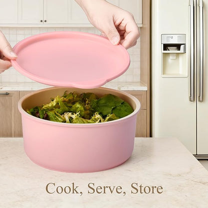 CAROTE Pots and Pans Set, Nonstick Cookware Set Detachable Handle, 19pcs Induction Kitchen Cookware Sets Non Stick with Removable Handle, RV Cookware Set, Oven Safe, Pink - Image 6