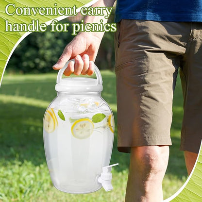 Havawish 2 Pack Drink Beverage Dispenser with Stand for Parties 1.16 Gallon Plastic Water Lemonade Juice Dispenser with Spigot and Lid for Countertop Weddings(White)