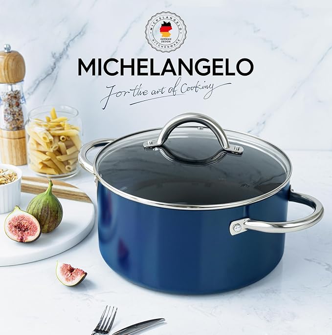 MICHELANGELO 6 Quart Stock Pot with Lid, Non Toxic Cooking Pot, Ceramic Soup Pots with Lid, Non Stick Pot with Stainless Steel Handle, Induction Compatible - Image 7