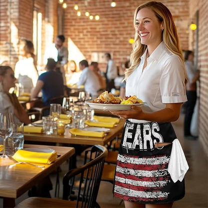 Server Apron with 3 Pockets, Waterproof Oil Waitress Waiter Half Apron for Restaurant Hotel Kitchen Cafe