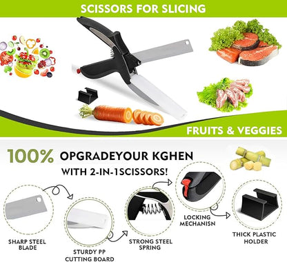2 in 1 Kitchen Scissors for Food, Separable Stainless Steel Barbecue Steak Cutting Shears, Detachable Multi Function Kitchen Cutter for Vegetable Fruit & Meat
